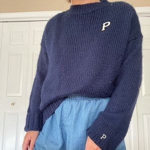 PINK Navy Blue Knitted Sweater